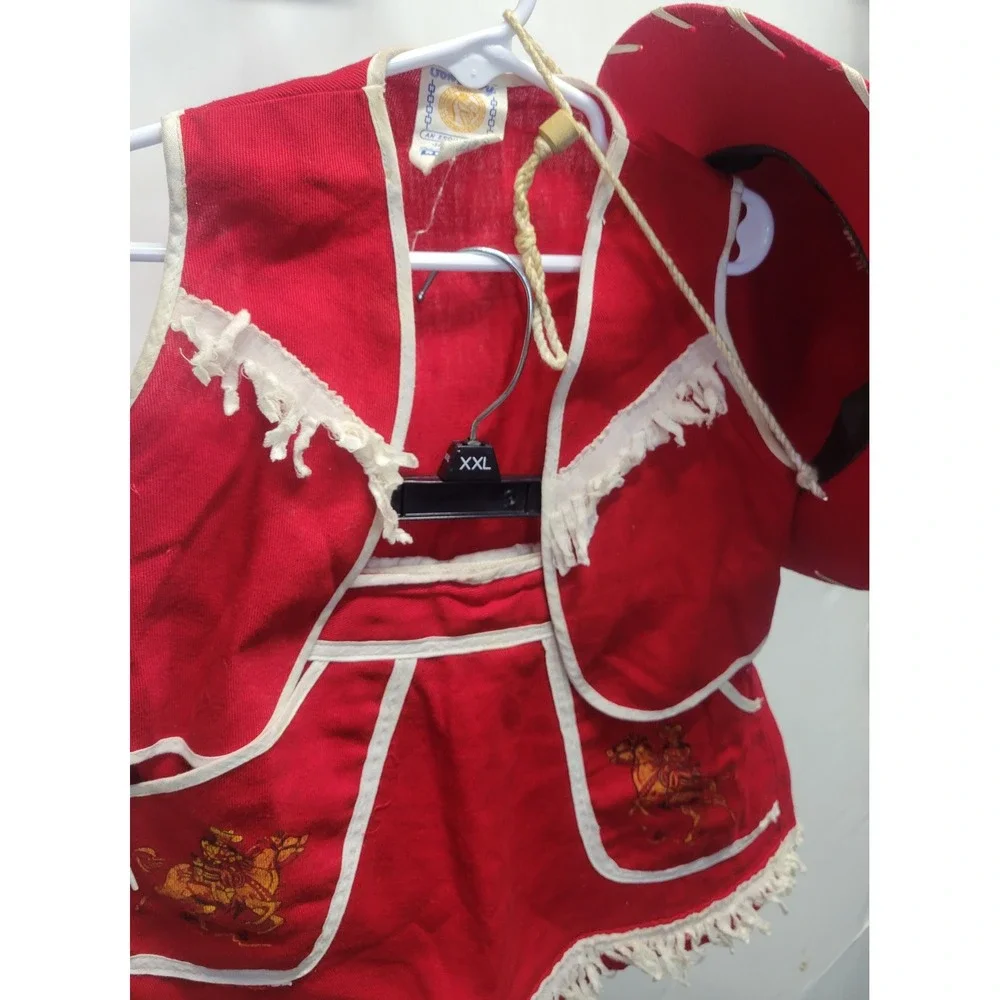 Vtg Pony‎ Boy 50s Kids Cowboy hat Vest skirt Western Outfit costume sz M Rare